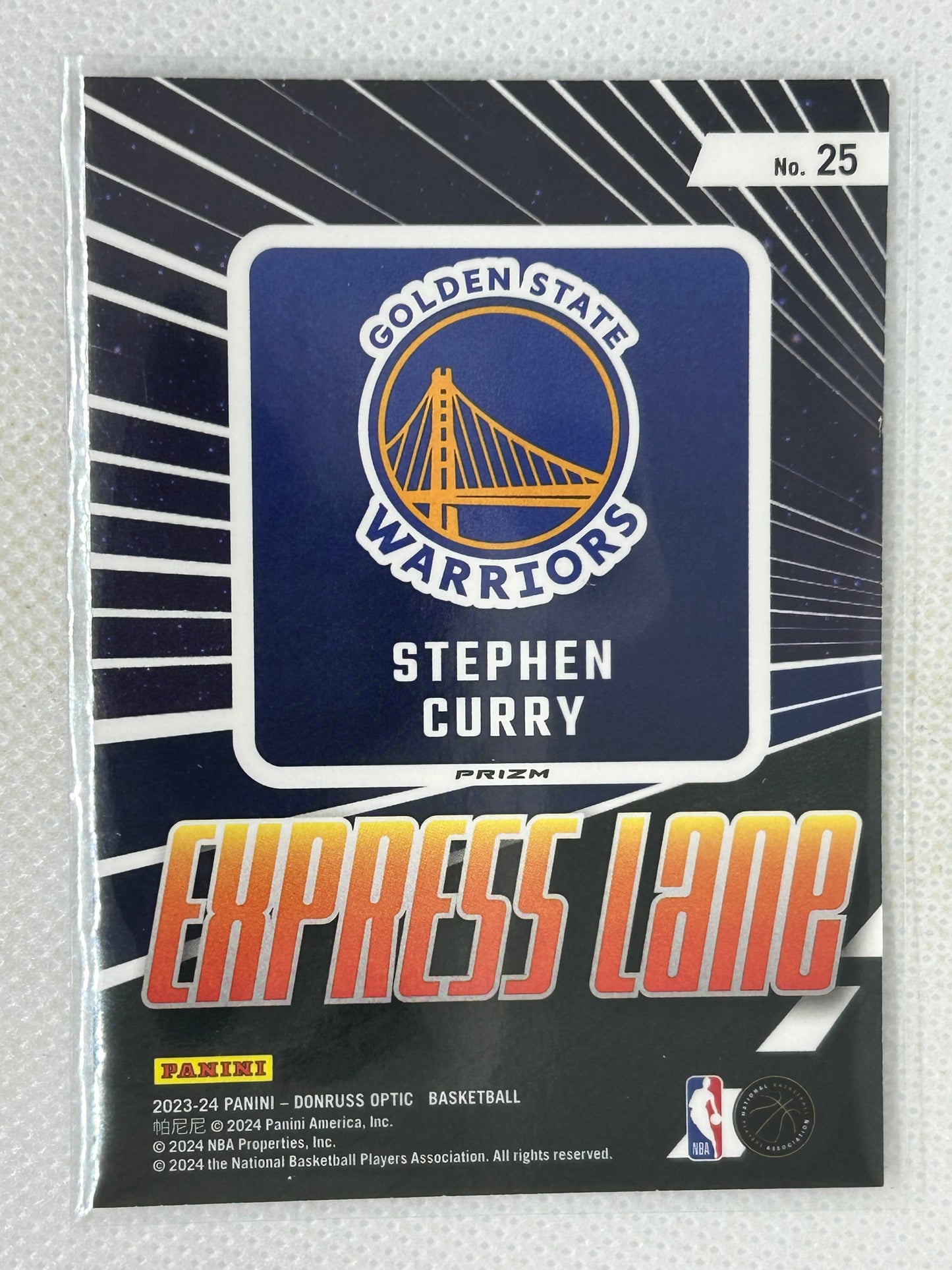 2023-24 Panini Optic Express Lane Purple Prizm SSP #25 Stephen Curry Golden State Warriors