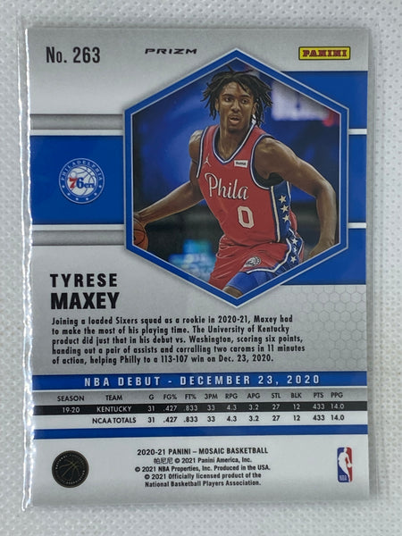 2021-22 Panini Mosaic Tyrese Maxey Yellow Reactive Prizm NBA Debut Rookie  #263 Philadelphia 76ers