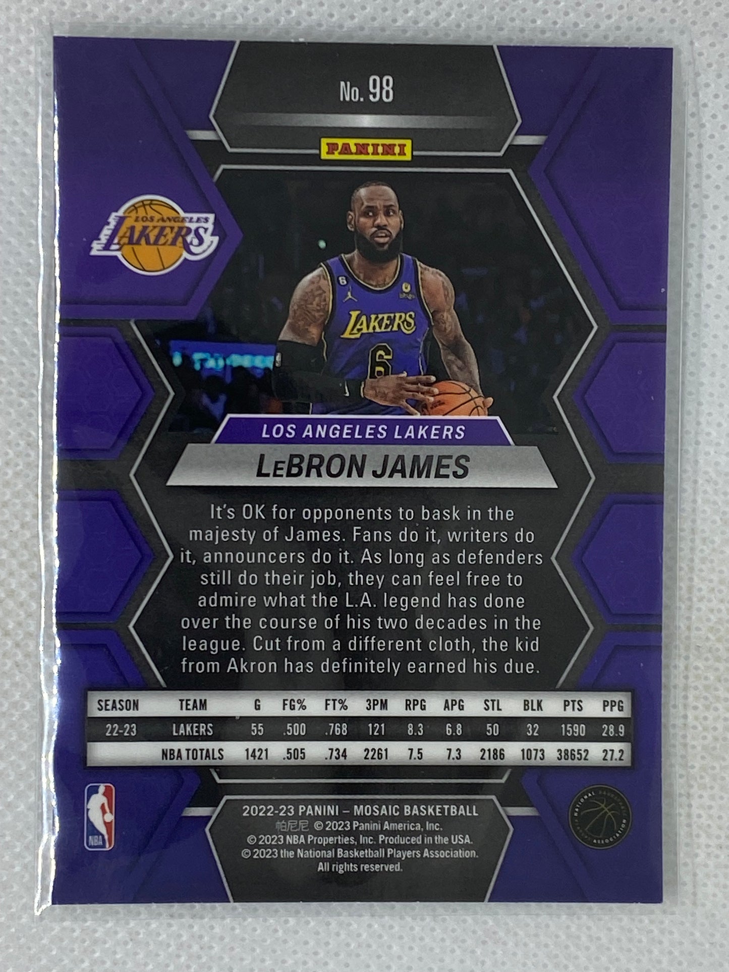 2022-23 Panini Mosaic Lebron James #98 Los Angeles Lakers