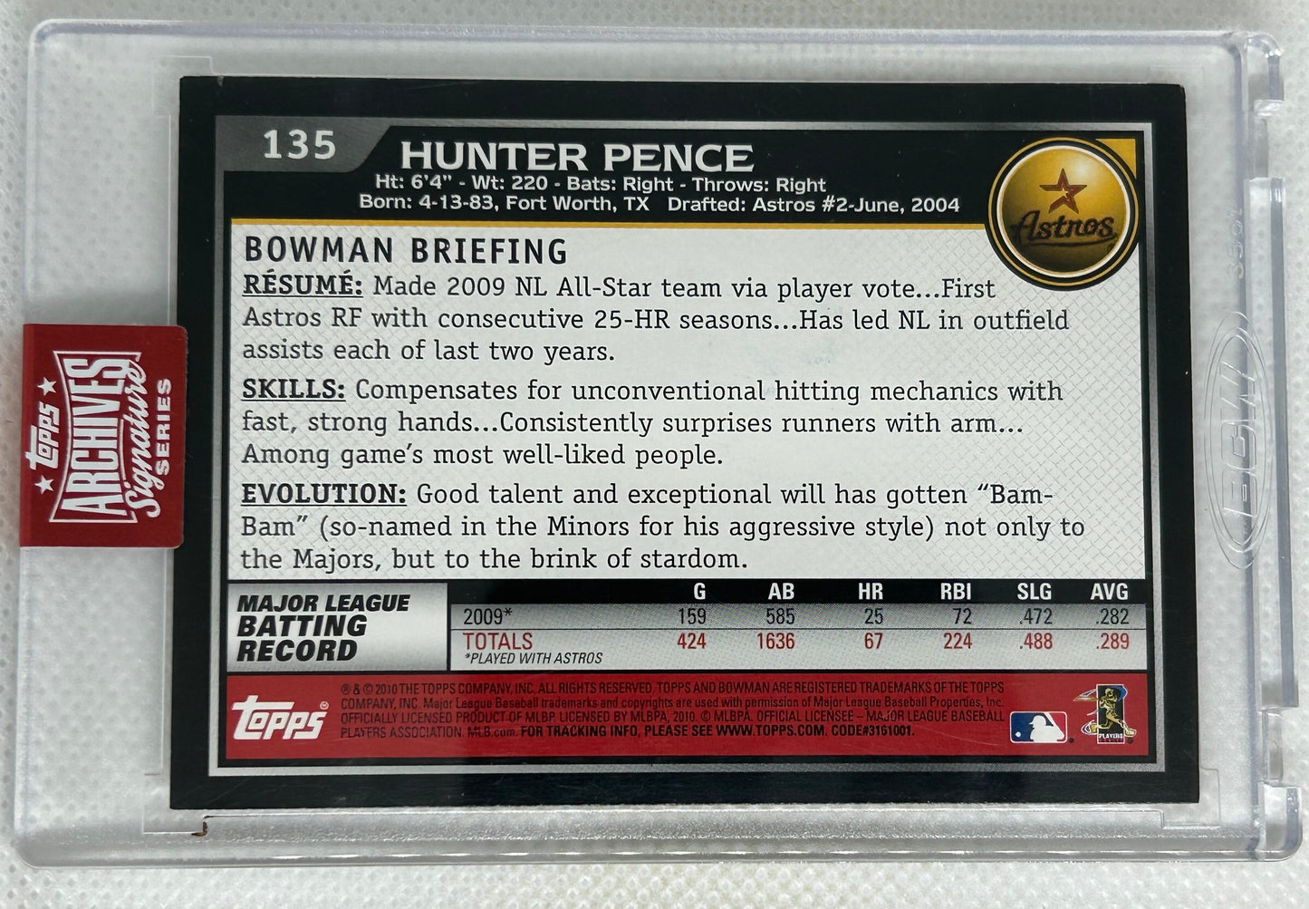 2023 Topps Archives Signature Series Hunter Pence #135 1/1 Autograph Houston Astros