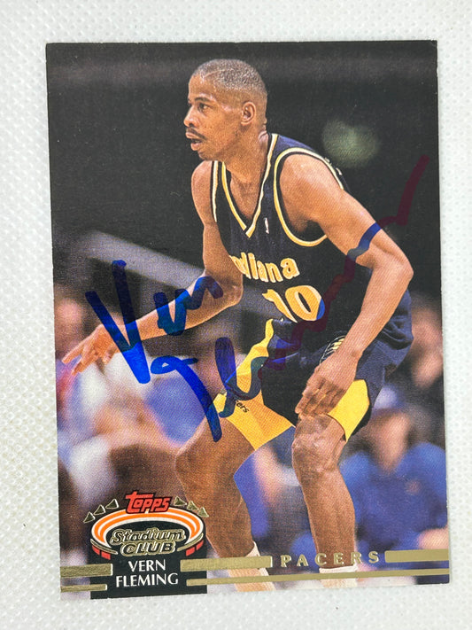 1992-93 Topps Stadium Club #186 Vern Fleming Indiana Pacers Signed Card