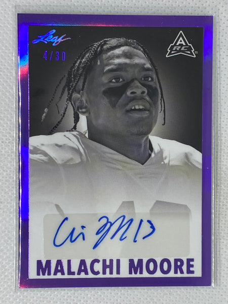 2021 Leaf Memories 1960 Base Purple Spectrum /30 Malachi Moore #BW-MM1 Autograph Alabama Crimson Tide