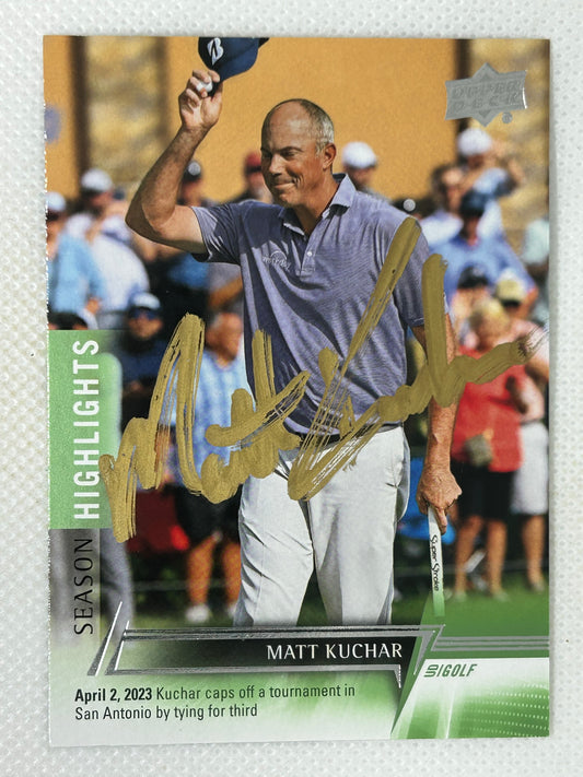 2024 Upper Deck Golf PGA Tour Season Highlights #100 Matt Kuchar Gold Ink Signed Card