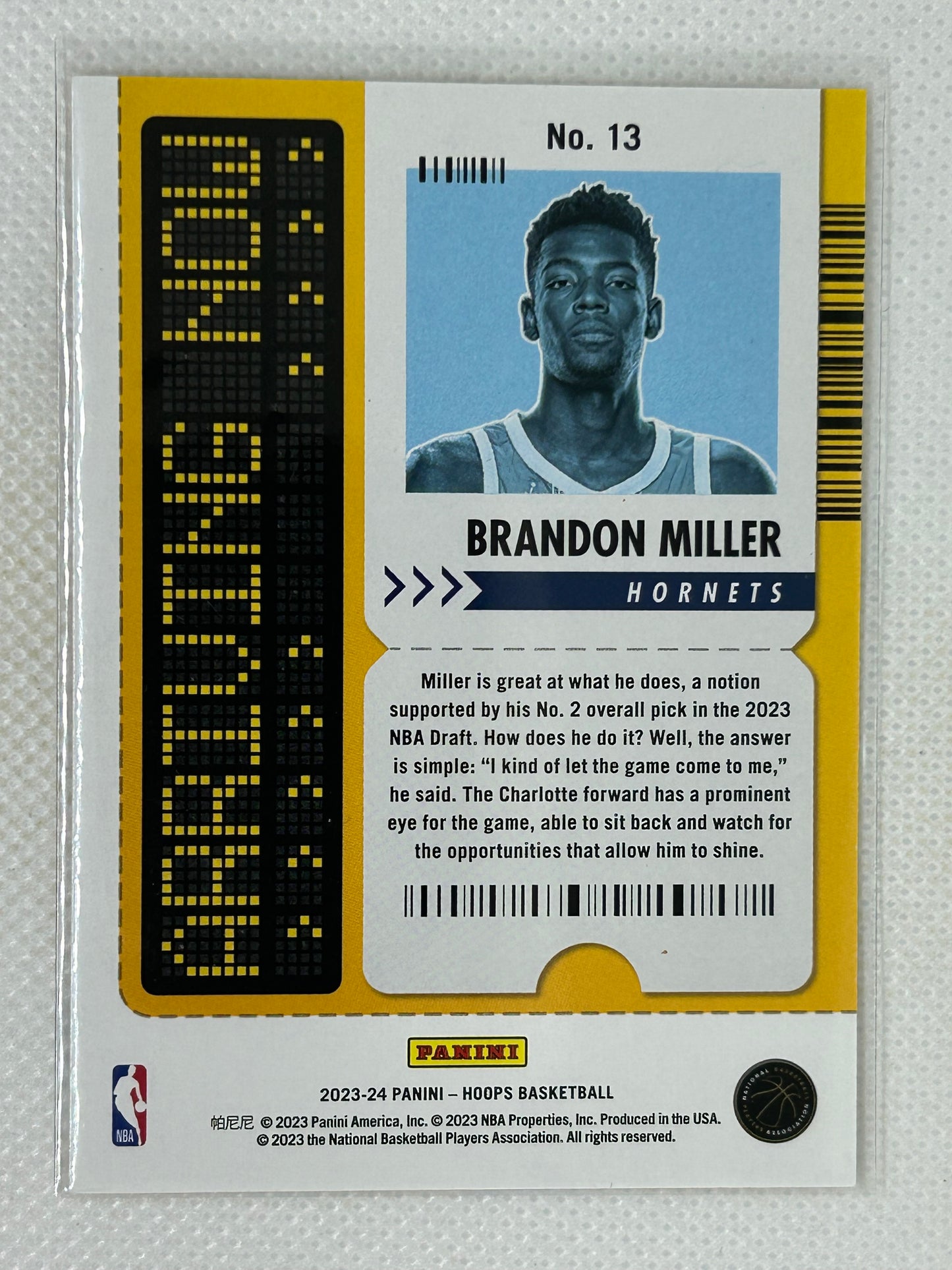 2023-24 Panini Hoops Arriving Now Brandon Miller #13 Charlotte Hornets