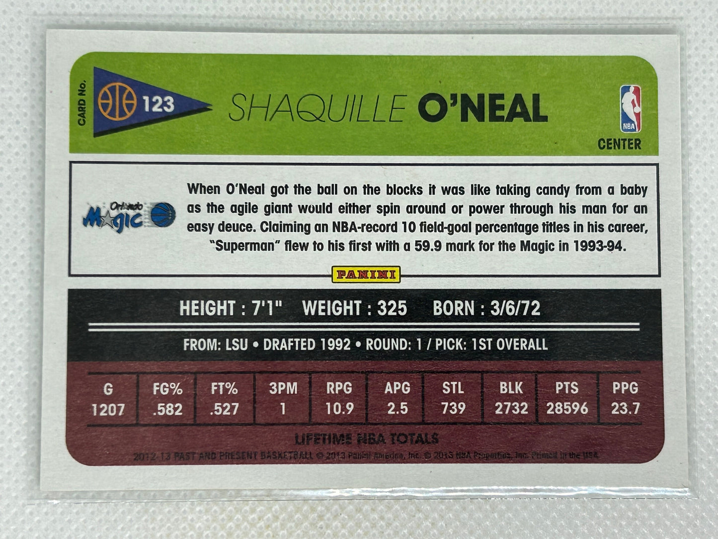 2012-13 Panini Past & Present #123 Shaquille O'Neal Orlando Magic