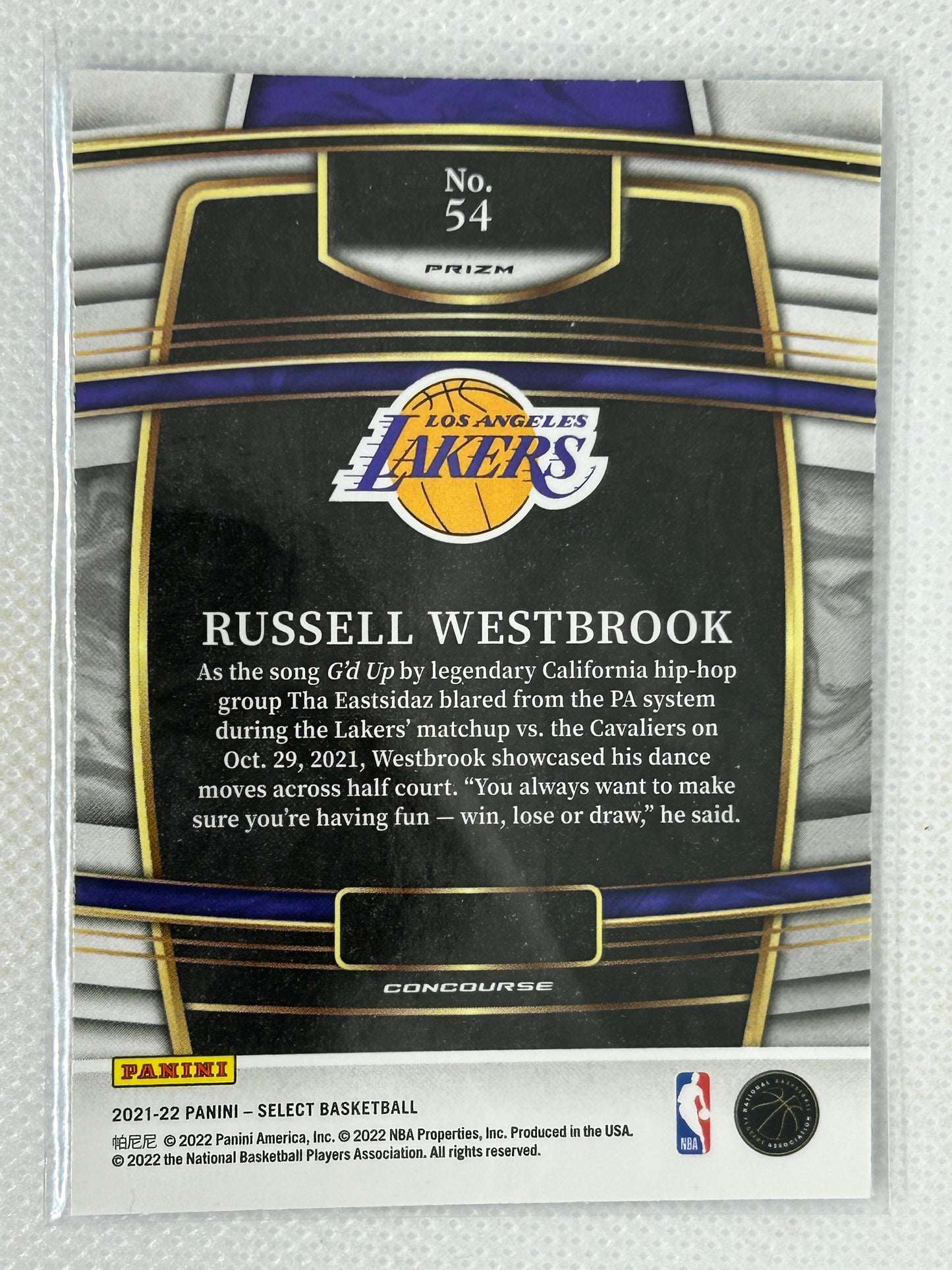 2021-22 Panini Select Concourse Blue Shimmer Prizm #54 Russell Westbrook