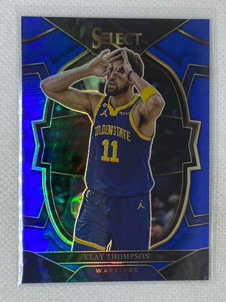 2022-23 Panini Select Klay Thompson Concourse Blue Silver Prizm #19 Golden State Warriors