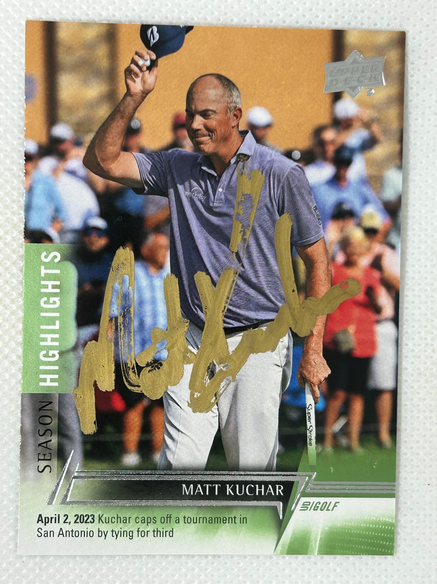 2024 Upper Deck Golf PGA Tour Season Highlights #100 Matt Kuchar Gold Ink Signed Card