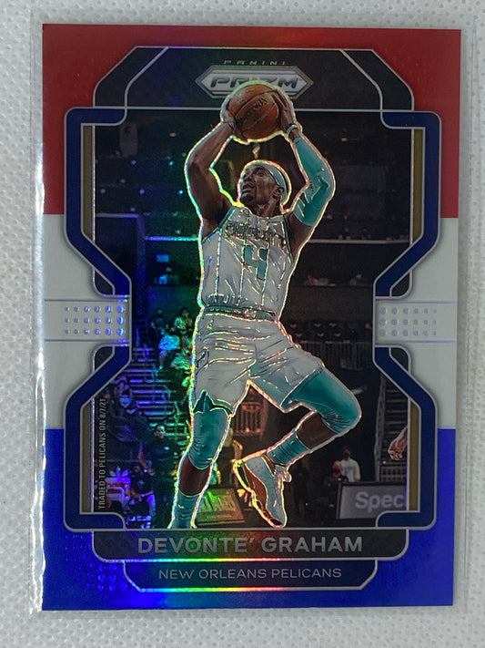 2021-22 Panini Prizm Red White & Blue Devonte Graham #184 Charlotte Hornets