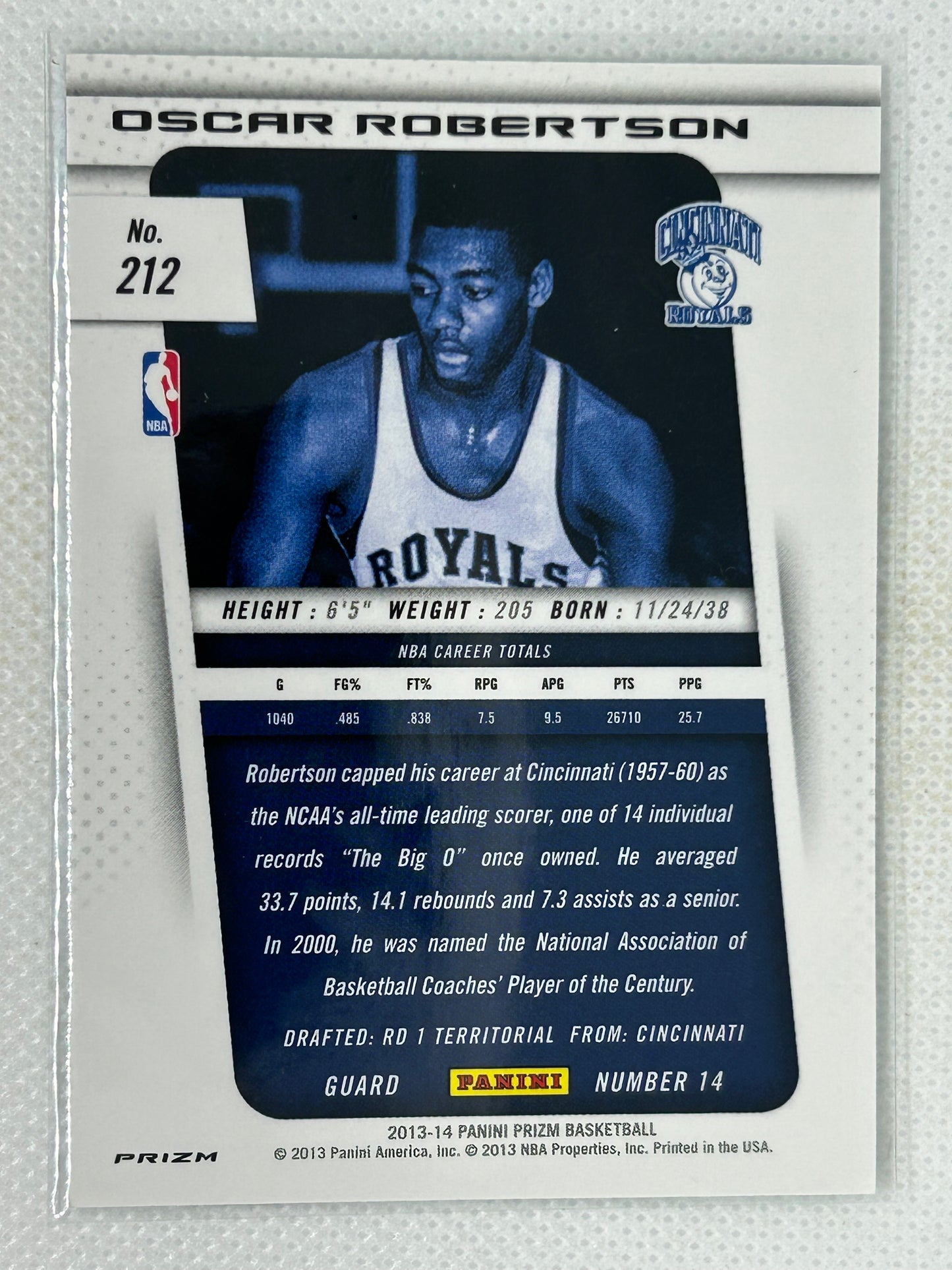 2013-14 Panini Prizm Retail Green Prizm Oscar Robertson #212 HOF