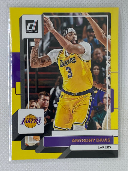 2022-23 Panini Donruss Yellow Flood Anthony Davis #129 Los Angeles Lakers