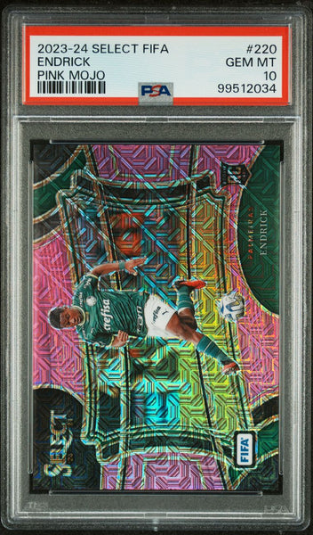 2023-24 Panini Select FIFA Pink Mojo Field Level #220 Endrick /199  PSA 10 GEM MINT