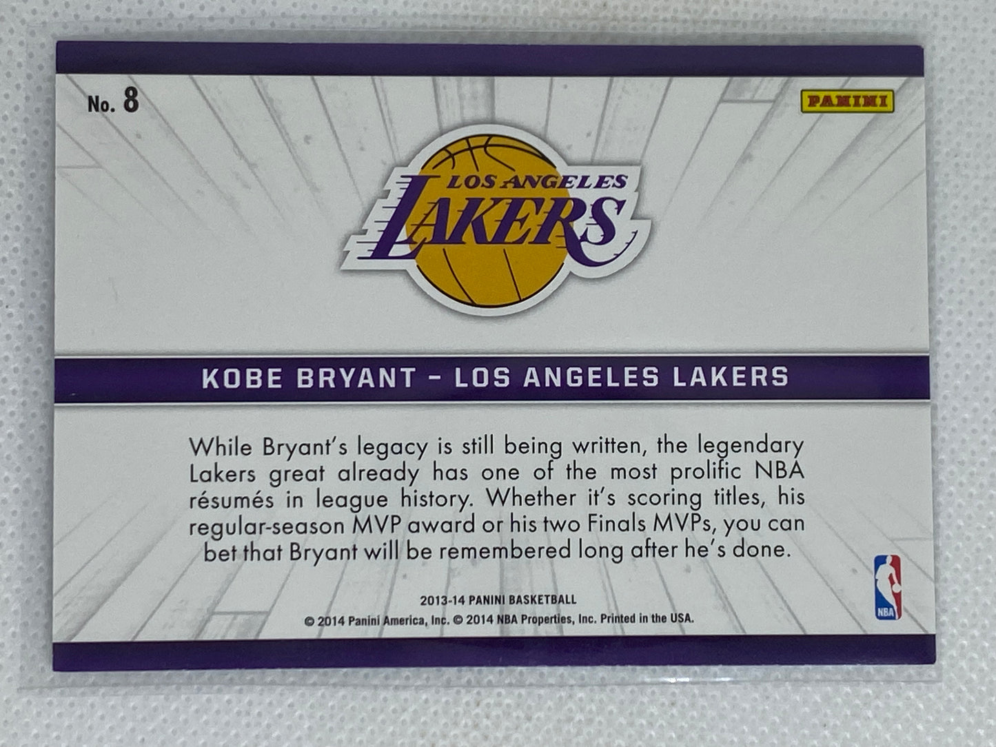 2013-14 Panini Basketball Kobe Bryant Bird’s Eye View #8 Los Angeles Lakers