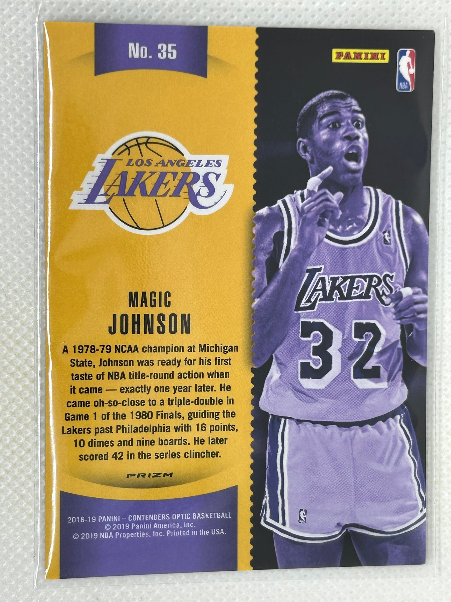 2018-19 Panini Contenders Optic Red Cracked Ice #35 Magic Johnson Los Angeles Lakers