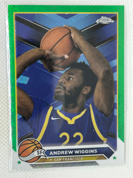 2024 Topps Chrome Basketball Green Topps Refractor Andrew Wiggins #28 Golden State Warriors