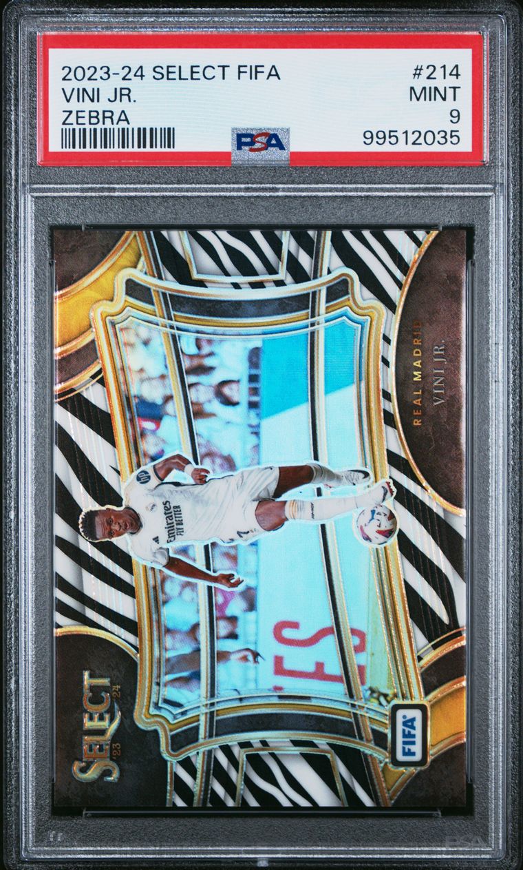 2023-24 Panini Select FIFA Field Level Zebra #214 Vini Jr. Real Madrid PSA 9