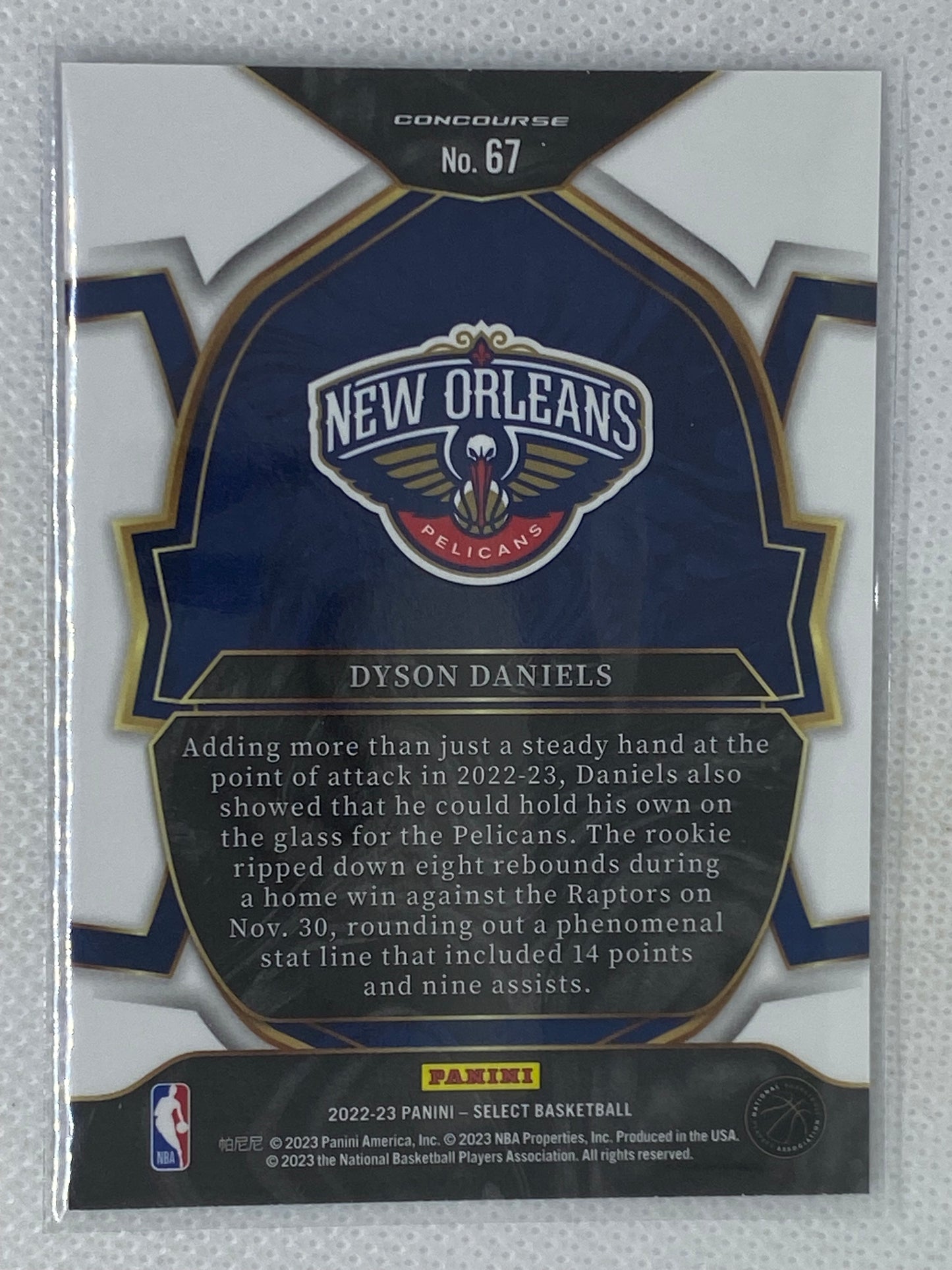 2022-23 Panini Select Dyson Daniels Blue Concourse Rookie #67 New Orleans Pelicans