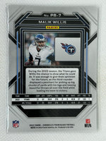 2022 Chronicles Prizm Black Malik Willis Prizm Rookie #PB7 Tennessee Titans