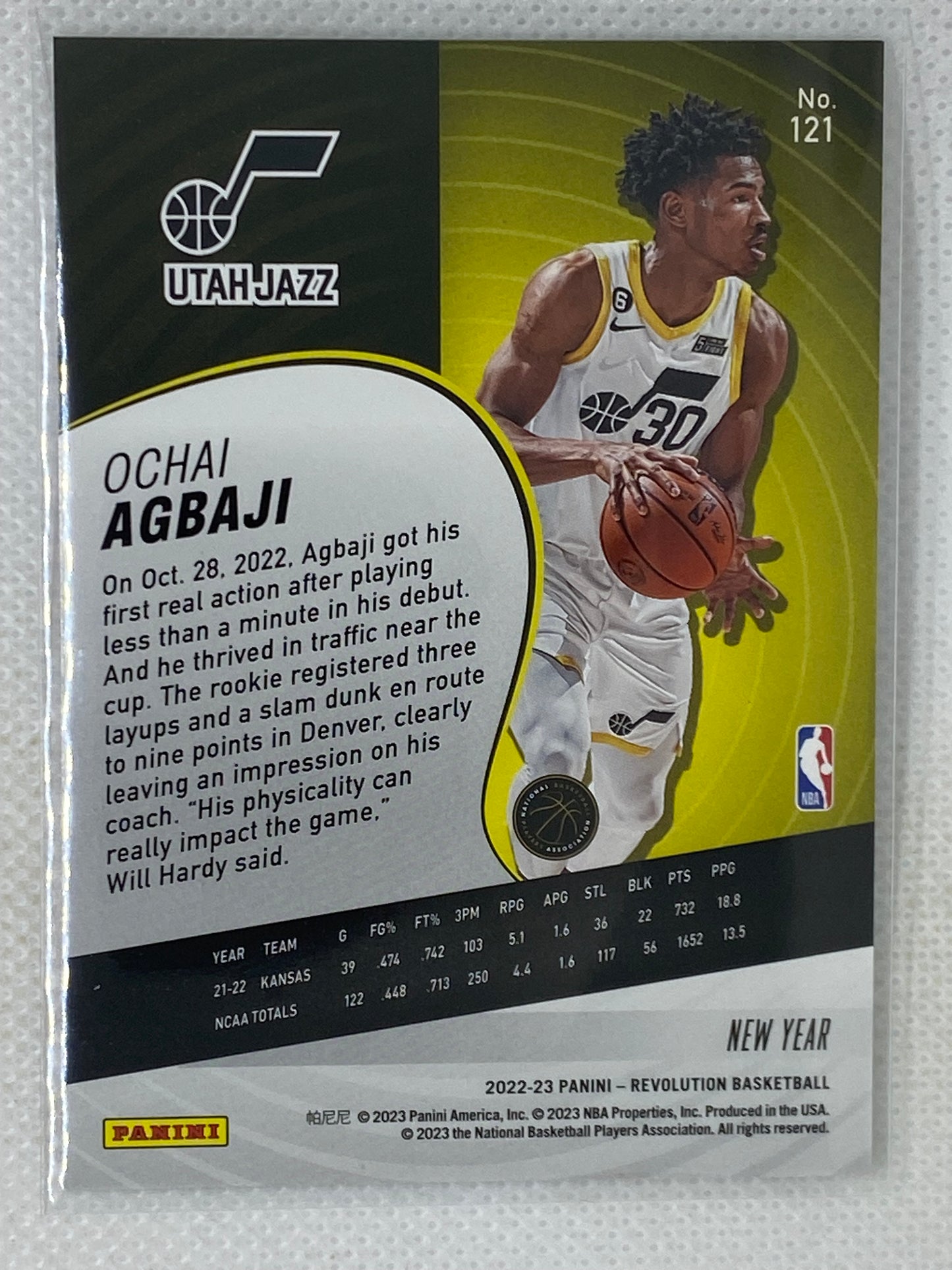 2022-23 Revolution Basketball Chinese New Year Red Ochai Agbaji #121 Utah Jazz