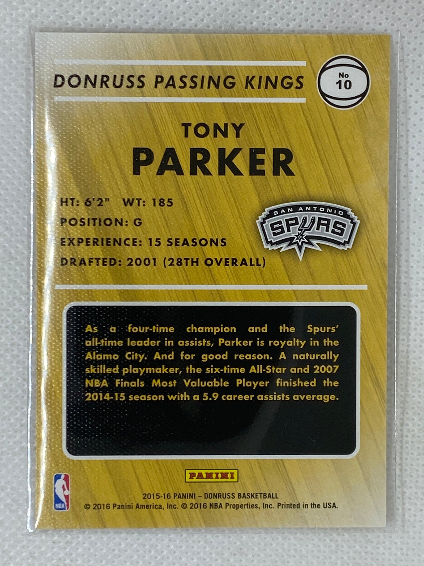 2015-16 Donruss Passing Kings #10 Tony Parker