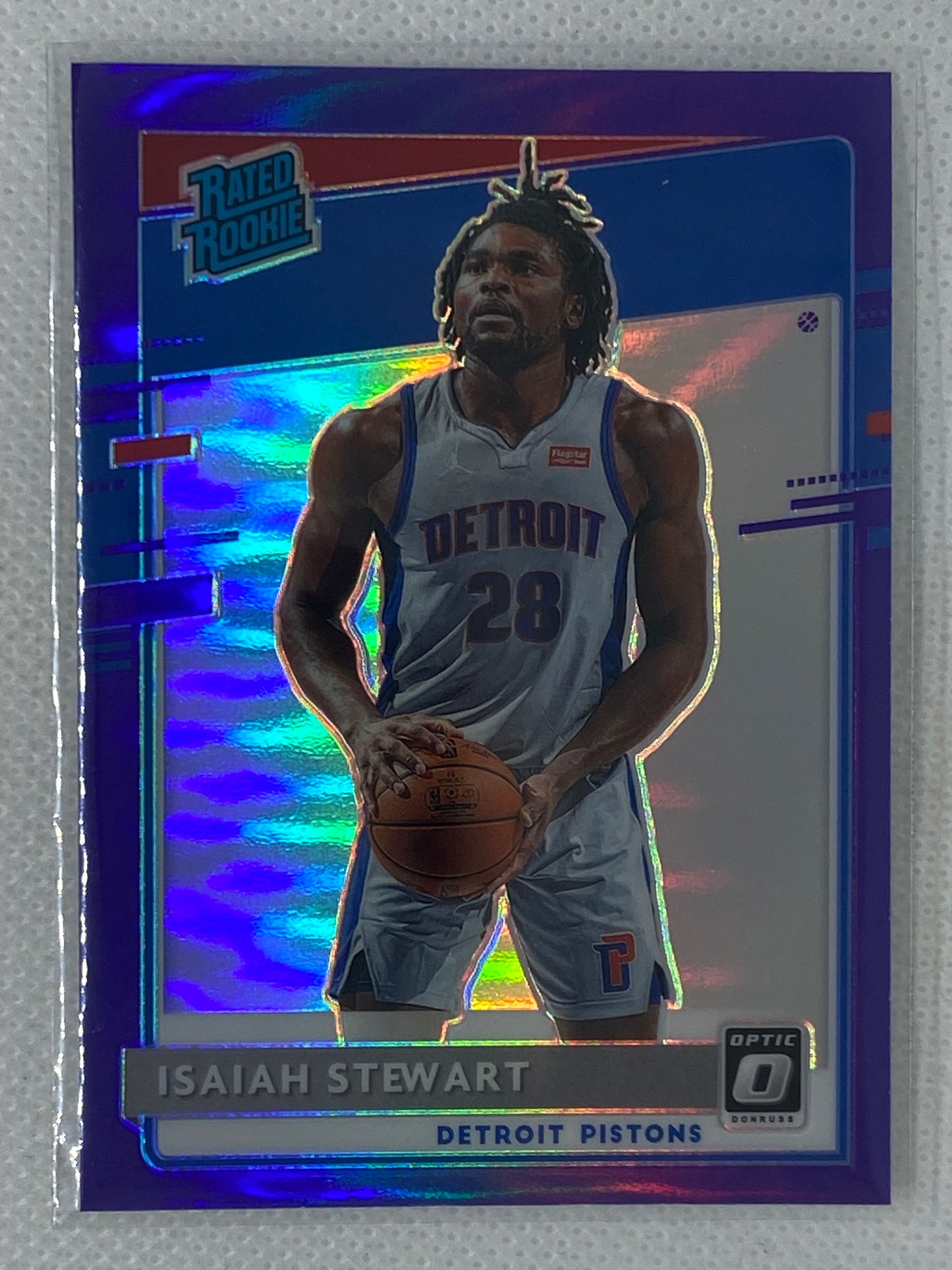 2020-21 Panini Optic Rookie Purple Holo Isaiah Stewart #166 Detroit Pistons