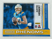 2020 Panini Donruss Optic Rookie Phenoms Relic Horizontal Blue Hyper Justin Herbert RP-3 Los Angeles Chargers