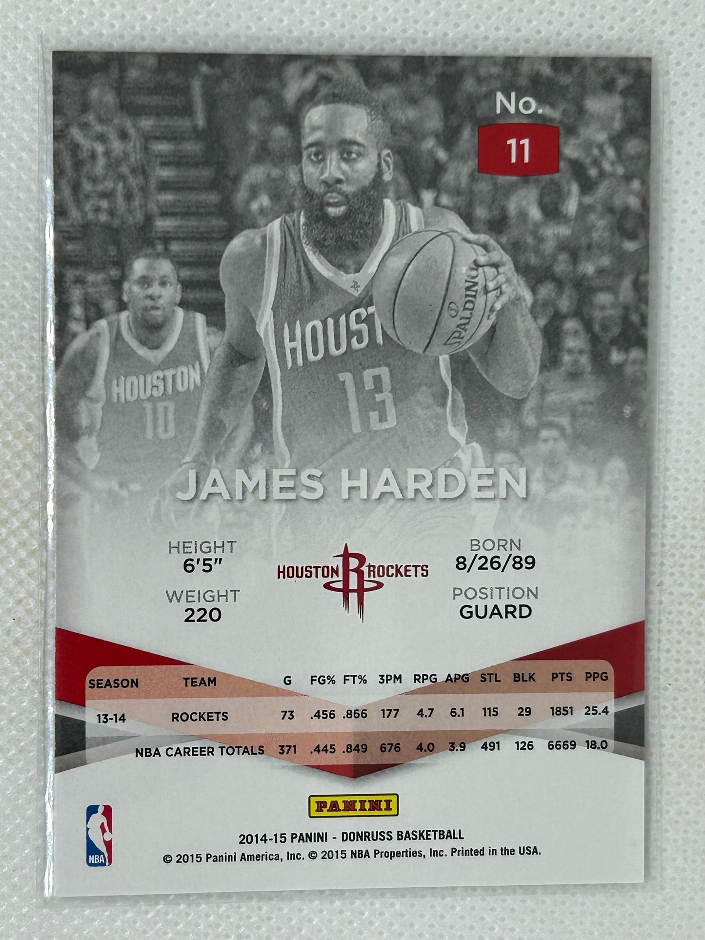 2014-15 Panini Donruss Basketball Elite #11 James Harden Houston Rockets