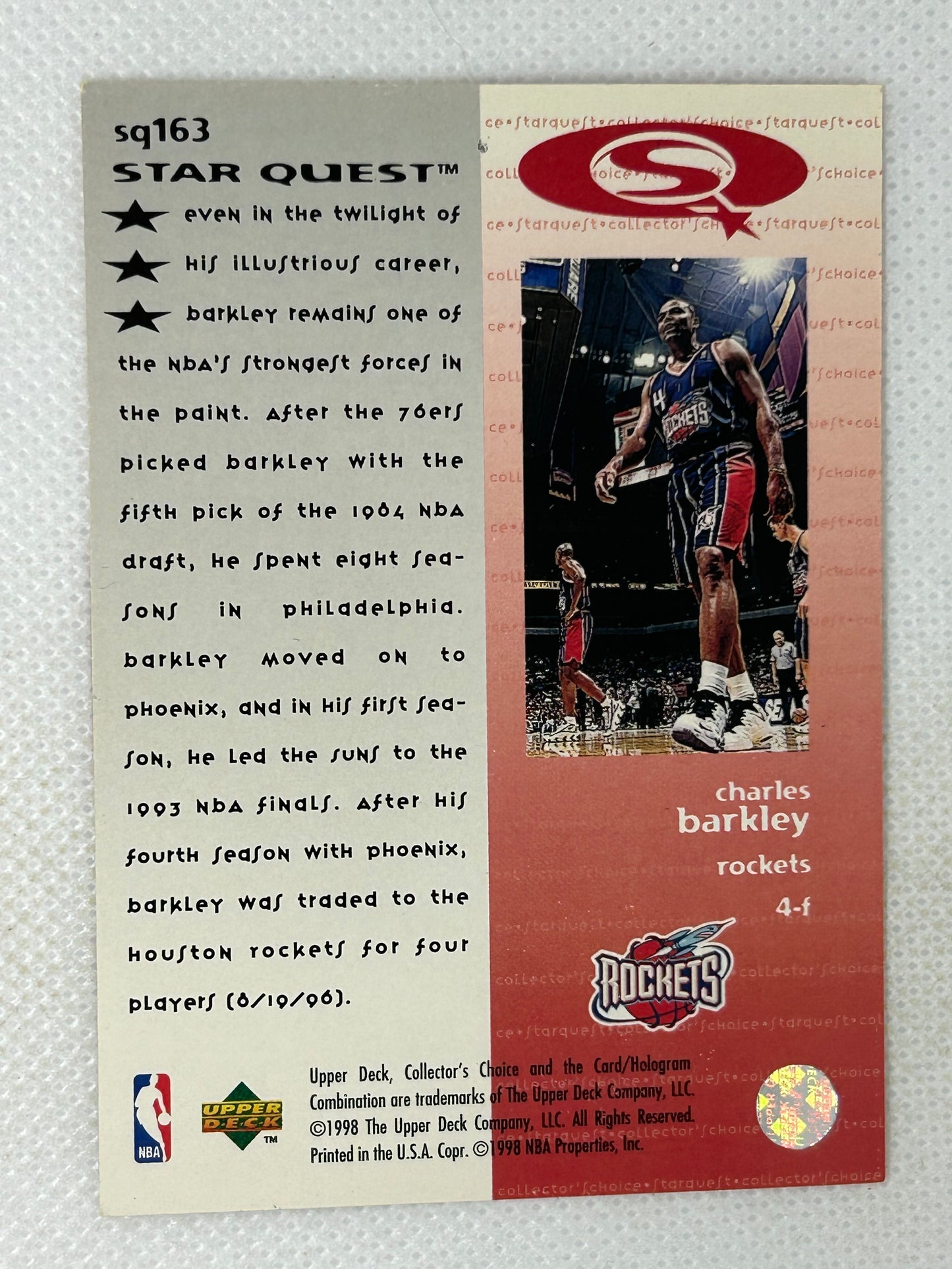 1997-98 Collector's Choice StarQuest #163 Charles Barkley Houston Rockets