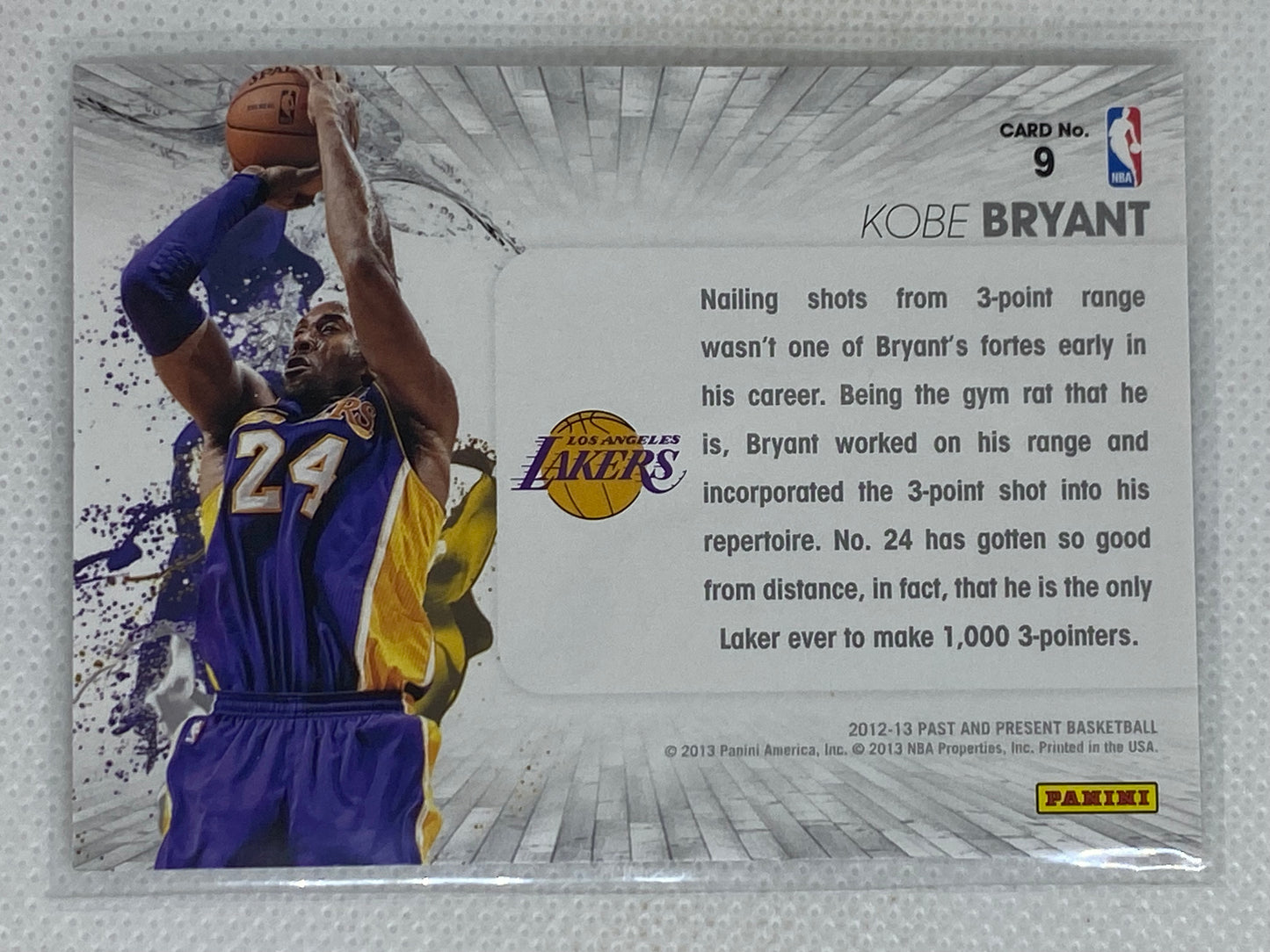 2012-13 Panini Past and Present Raining 3's Insert #9 Kobe Bryant Los Angeles Lakers