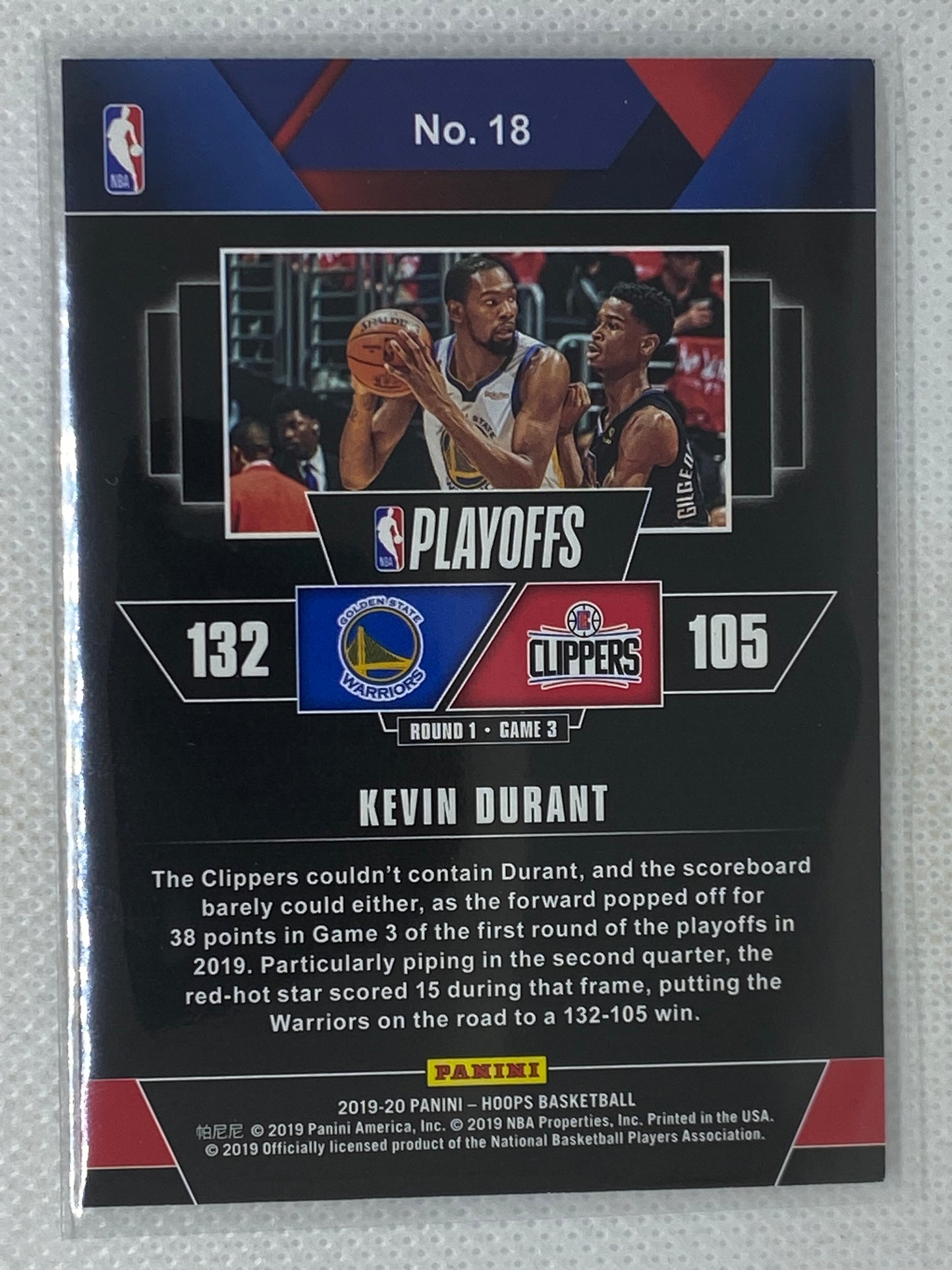 2019-20 Panini NBA Hoops Road to the Finals First Round /2019 Kevin Durant #18