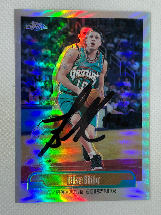 2000-01 Topps Chrome Silver Refractor #101 Mike Bibby Vancouver Grizzlies Signed Card