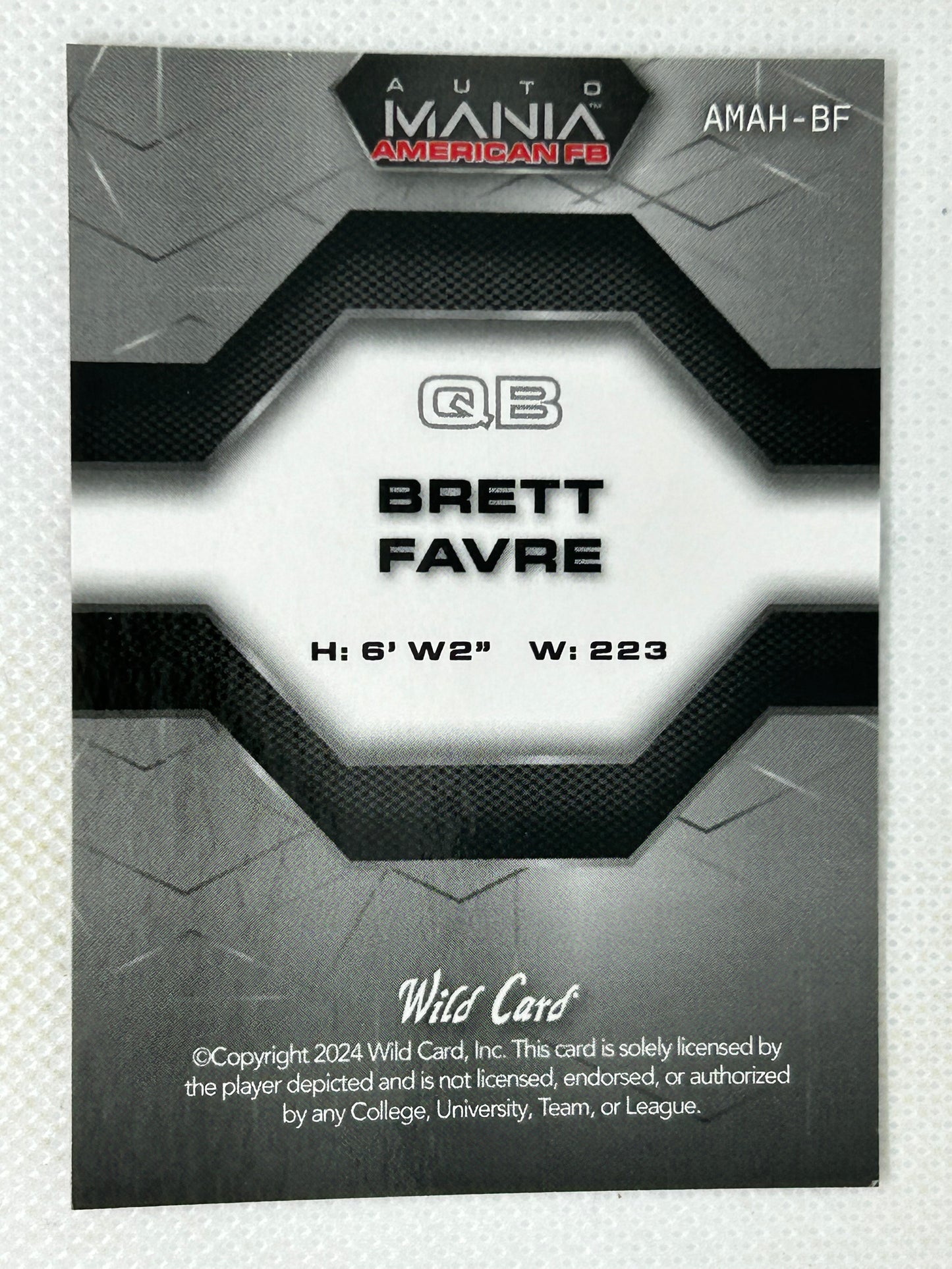 2024 Wild Card Auto Mania Brett Favre 1/1 Green Bay Packers