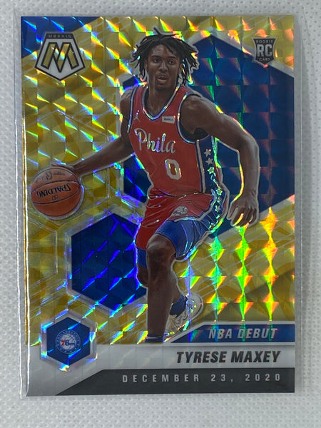 2021-22 Panini Mosaic Tyrese Maxey Yellow Reactive Prizm NBA Debut Rookie  #263 Philadelphia 76ers