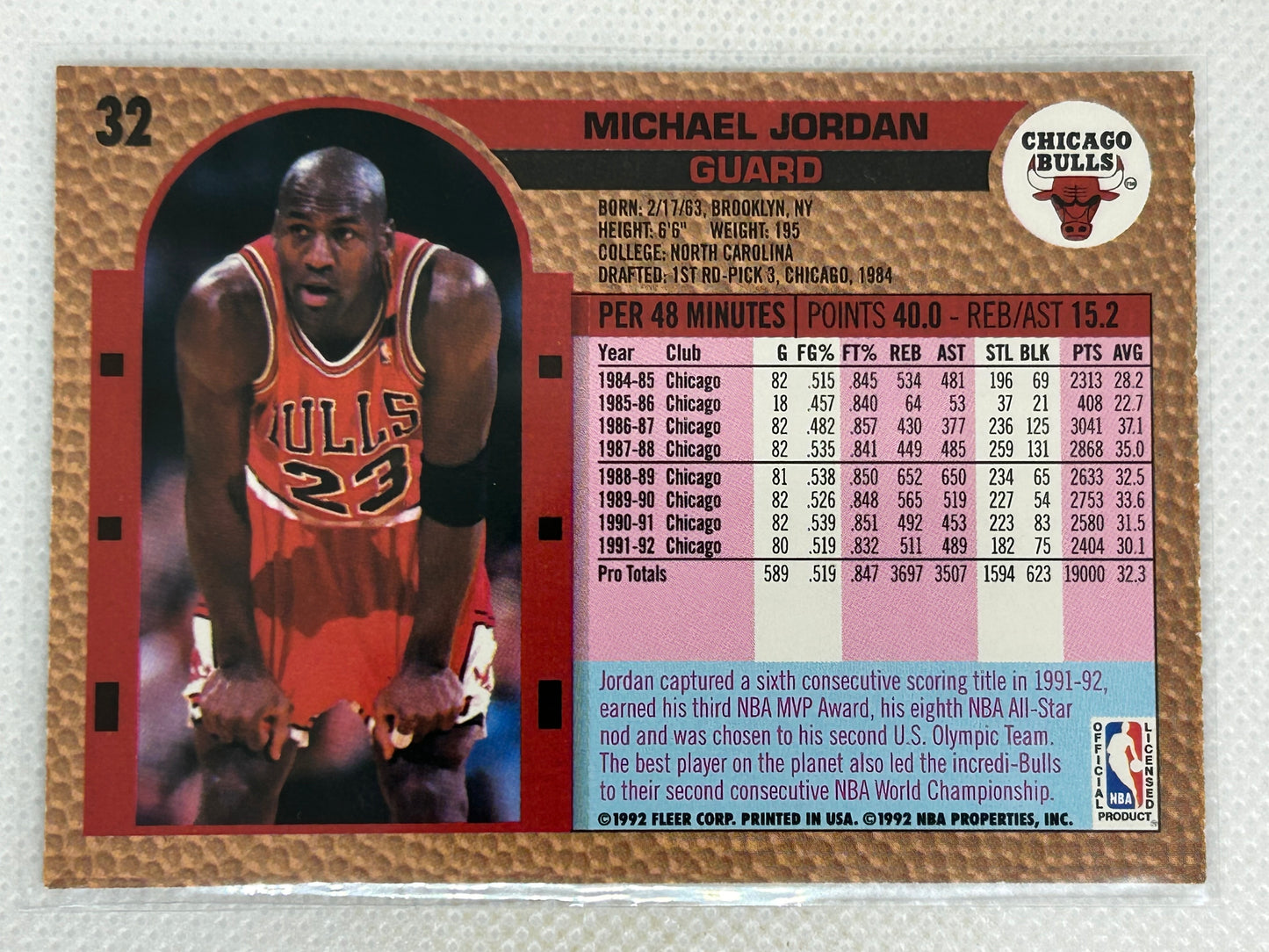 1992 Fleer Michael Jordan #32 Chicago Bulls