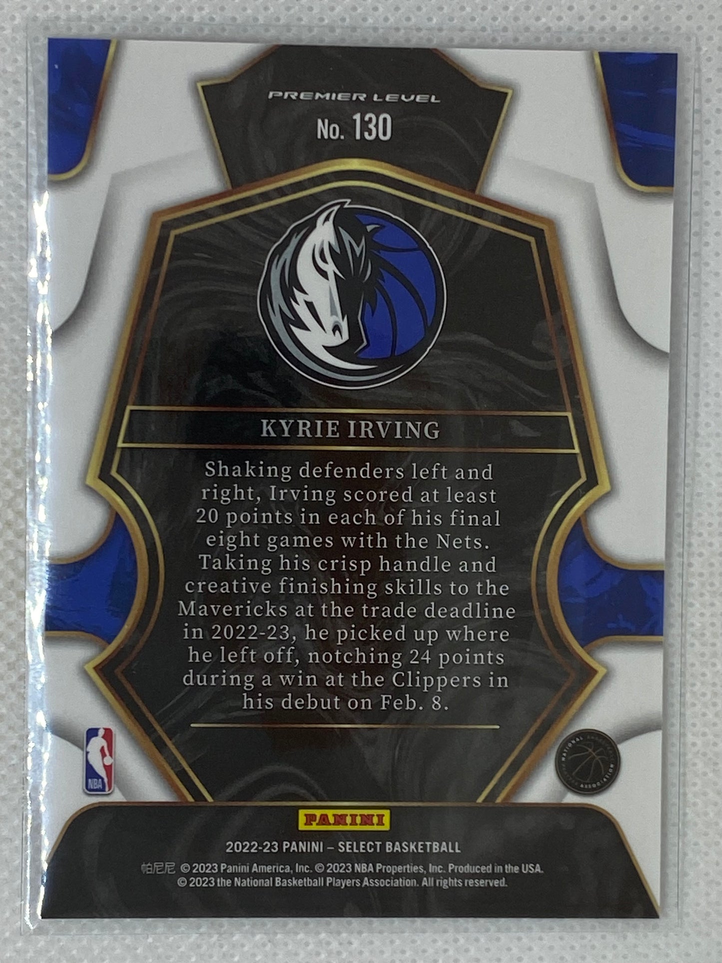 2022-23 Panini Select Blue #130 Kyrie Irving Dallas Mavericks