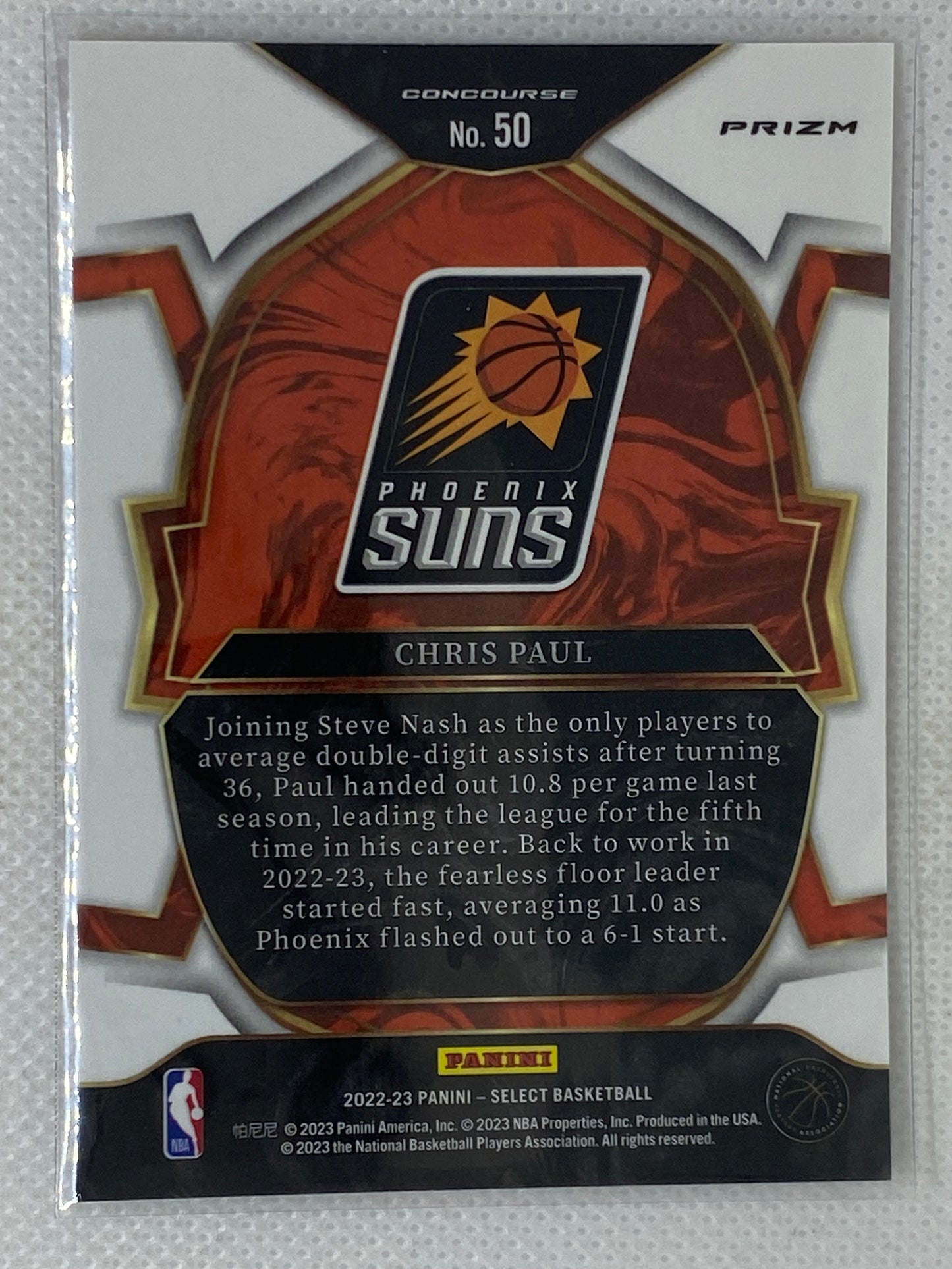 2022-23 Panini Select Chris Paul Orange Flash Prizm Concourse #50 Phoenix Suns