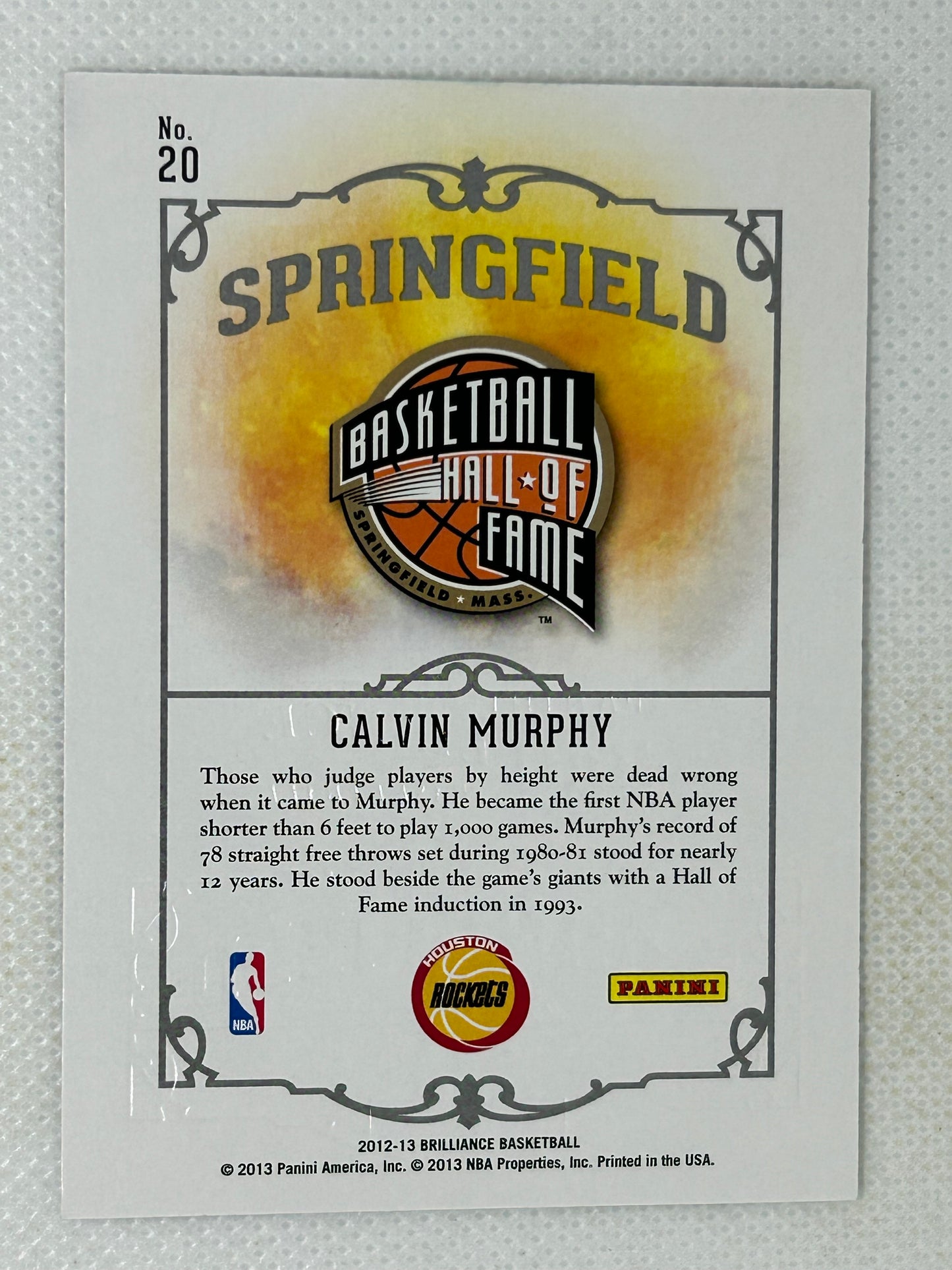 2012-13 Panini Brilliance Springfield Calvin Murphy #20 HOF Houston Rockets Signed Card