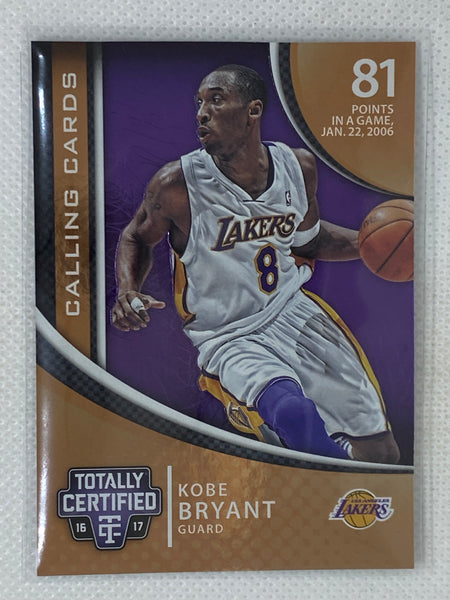 2016-17 Totally Certified Calling Card Insert Kobe Bryant Los Angeles Lakers
