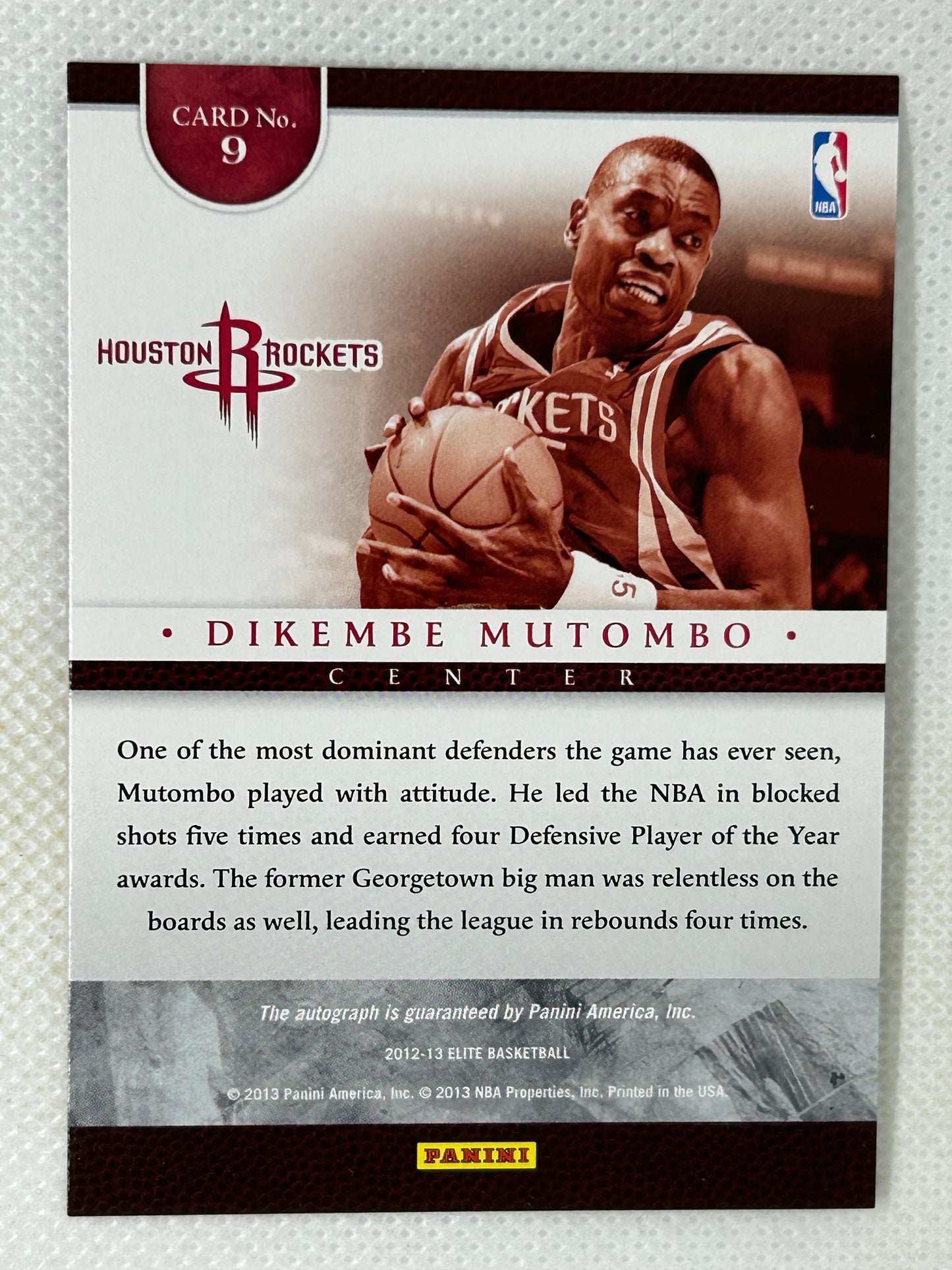 2012-13 Panini Elite All Time Greats #9 Autograph Dikembe Mutombo /99 Houston Rockets