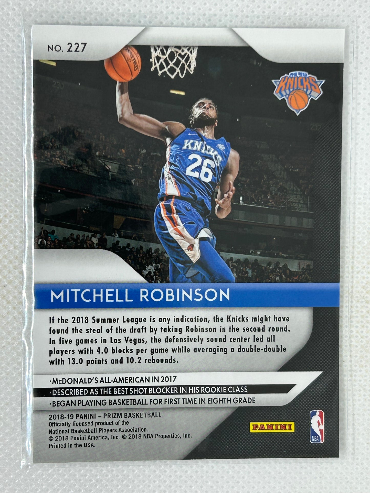 2018-19 Panini Prizm Rookie #227 Mitchell Robinson  New York Knicks