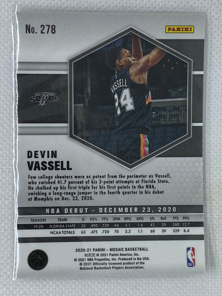 2020-21 Mosaic Devin Vassell NBA Debut RC San Antonio Spurs #278