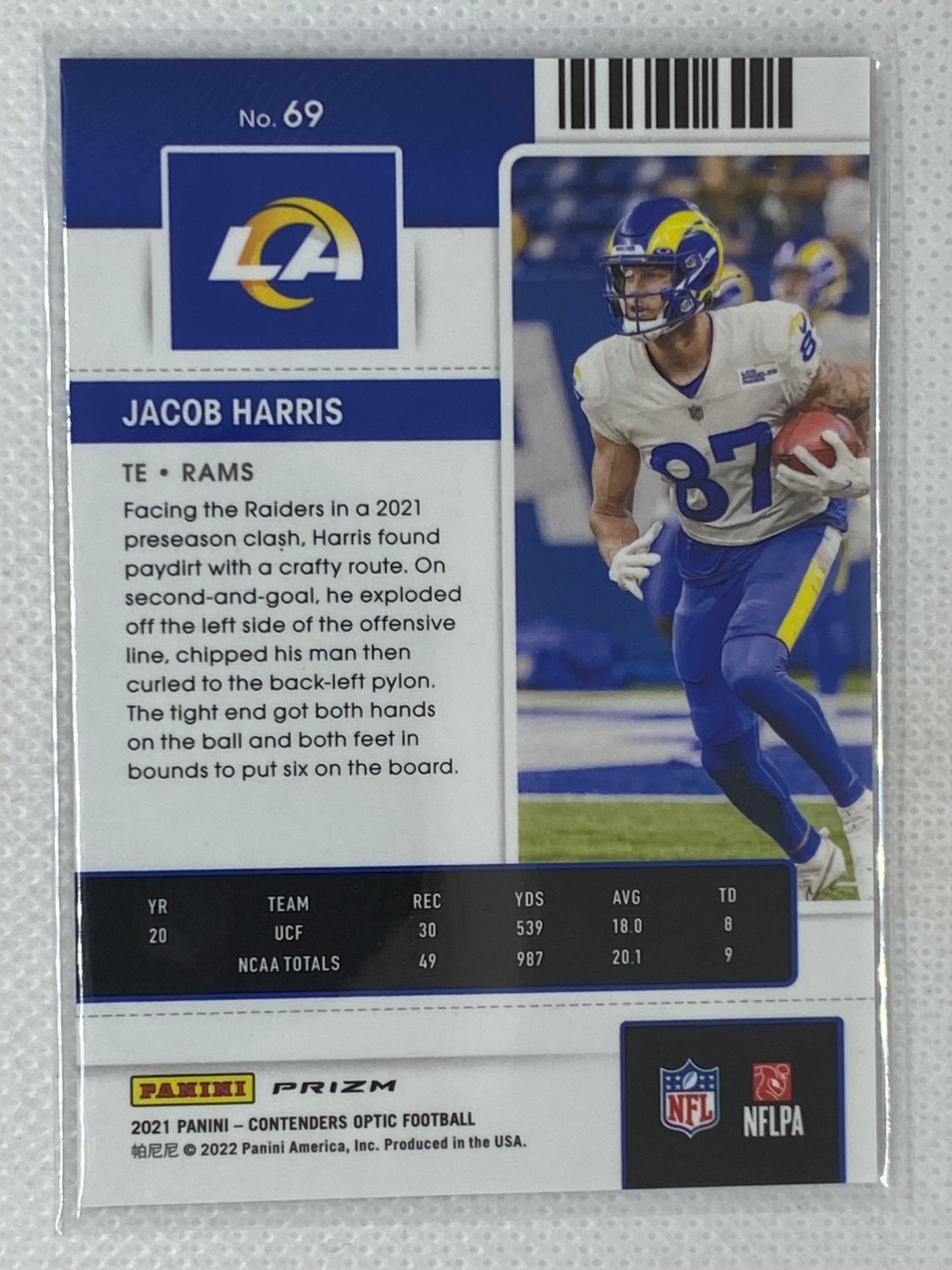 2021 Panini Contenders Optic Jacob Harris Rookie Ticket RC #69 Los Angeles Rams