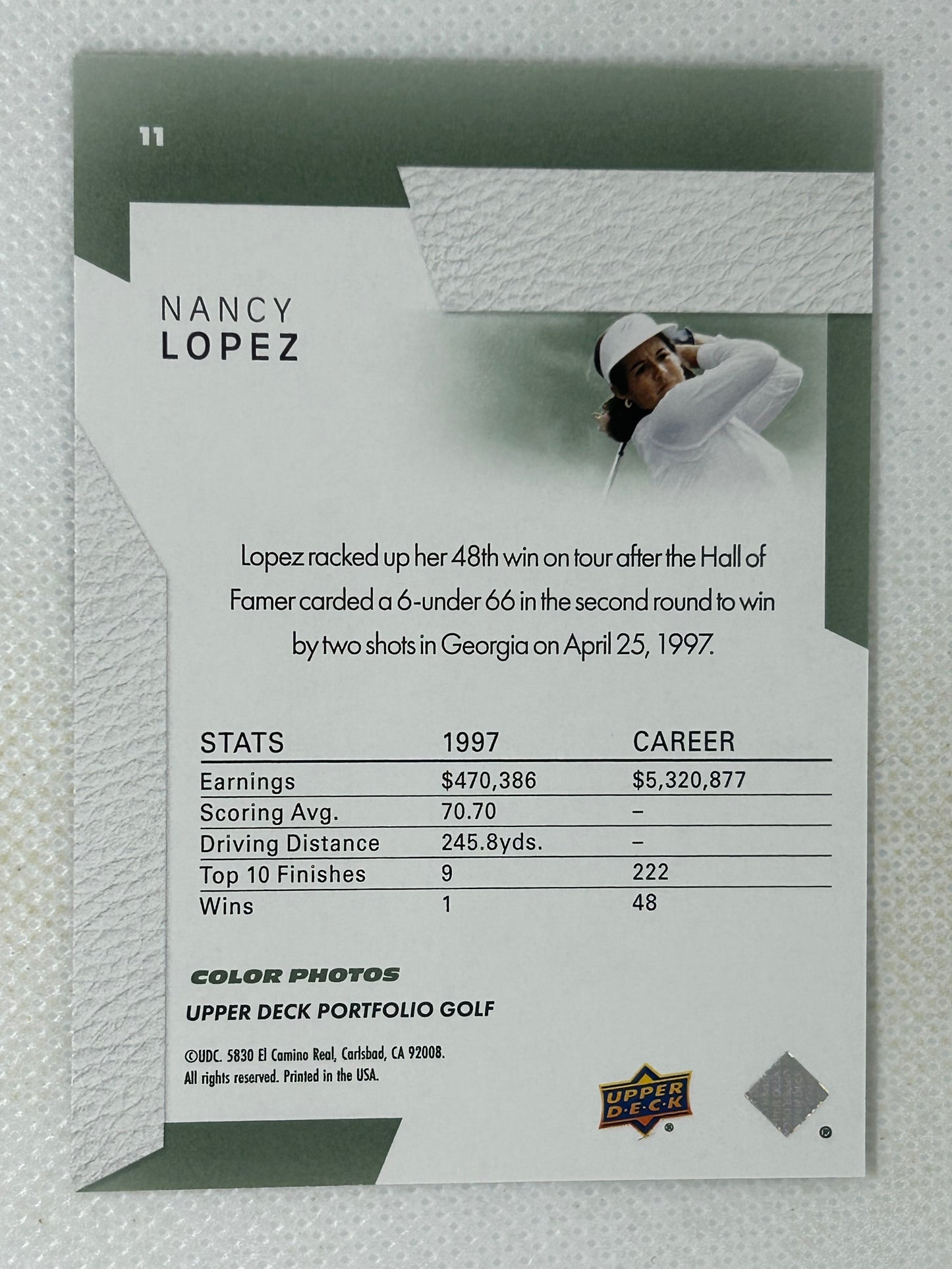 2024 Upper Deck Portfolio Golf Nancy Lopez #11 Signed Card