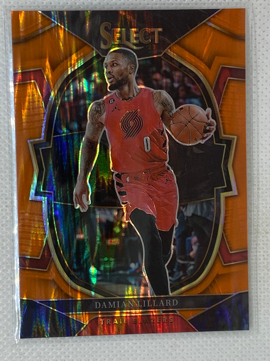 2022-23 Panini Select Orange Flash Damian Lillard #7 Portland Trailblazers