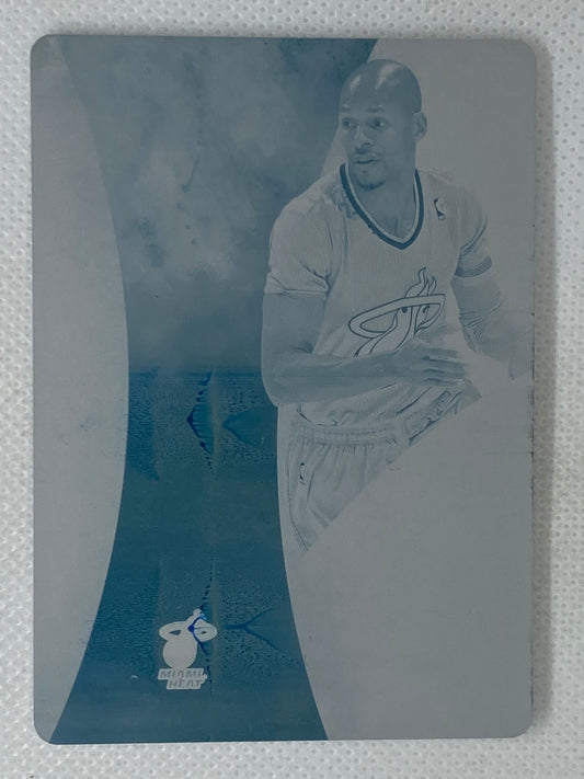 2013-14 Panini Immaculate Collection Logoman Autos Cyan Printing Plate Ray Allen #6 Miami Heat 1/1