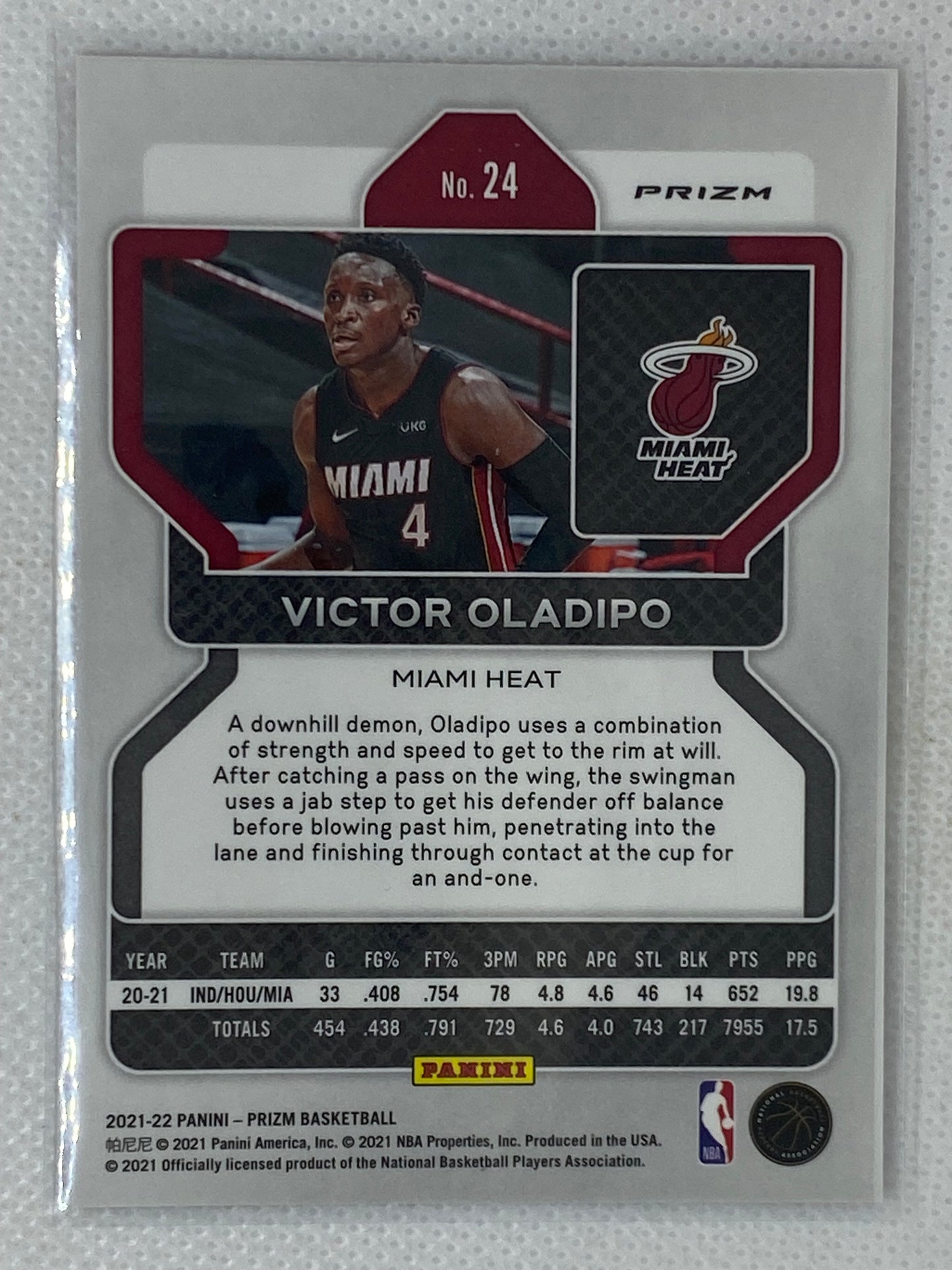 2021-22 Panini Prizm Red White & Blue Victor Oladipo #24 Miami Heat