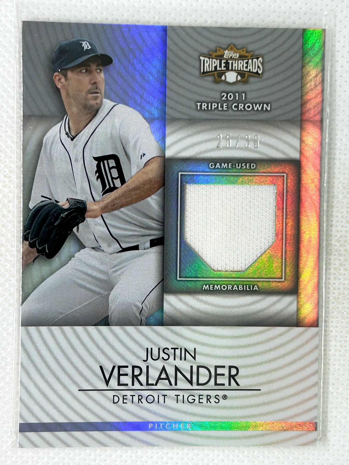 2012 Topps Triple Threads Relic /36 Justin Verlander TTUR-298 Detroit Tigers