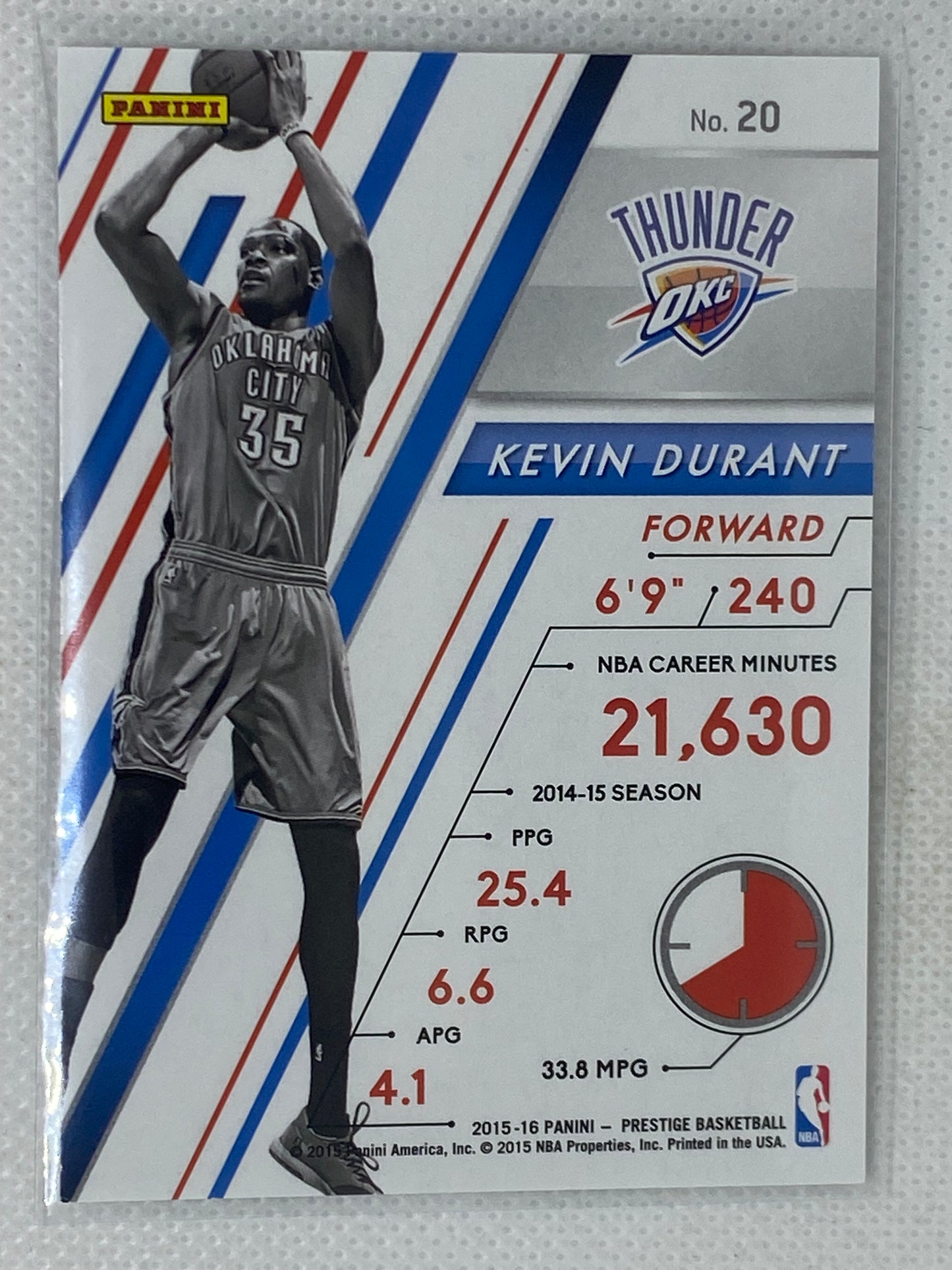 2015-16 Prestige Playmakers #20 Kevin Durant Oklahoma City Thunder