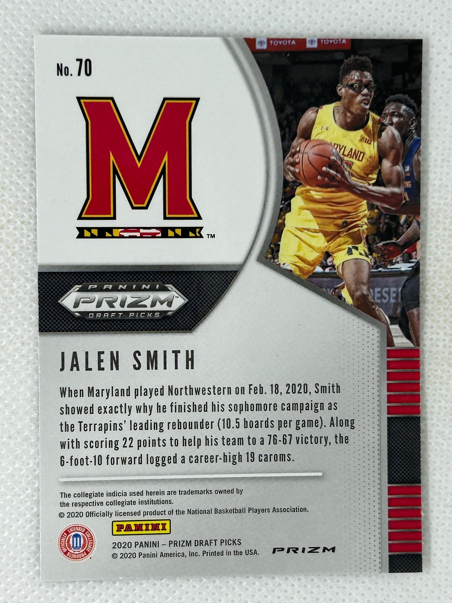 2020 Panini Prizm Draft Picks Silver Rookie #70 Jalen Smith Maryland Terrapins