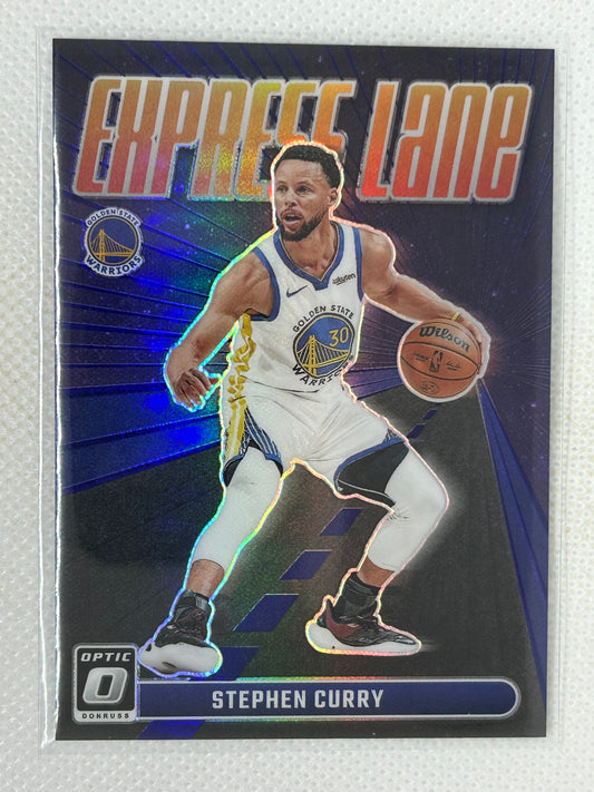 2023-24 Panini Optic Express Lane Purple Prizm SSP #25 Stephen Curry Golden State Warriors